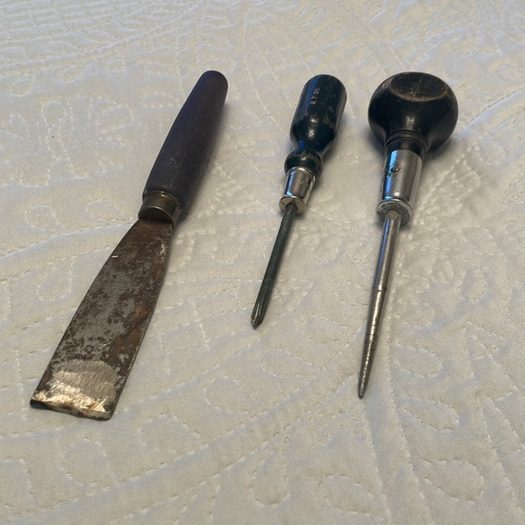 Set of 3 Vintage Hand Tools with Black Wooden Handles - Picture 10 of 10